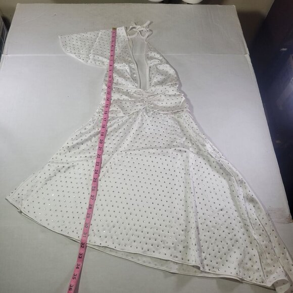 WeWoreWhat White Bridal Wedding Crystal Rhinestone Halter Mini Dress Size 0 - Picture 6 of 10